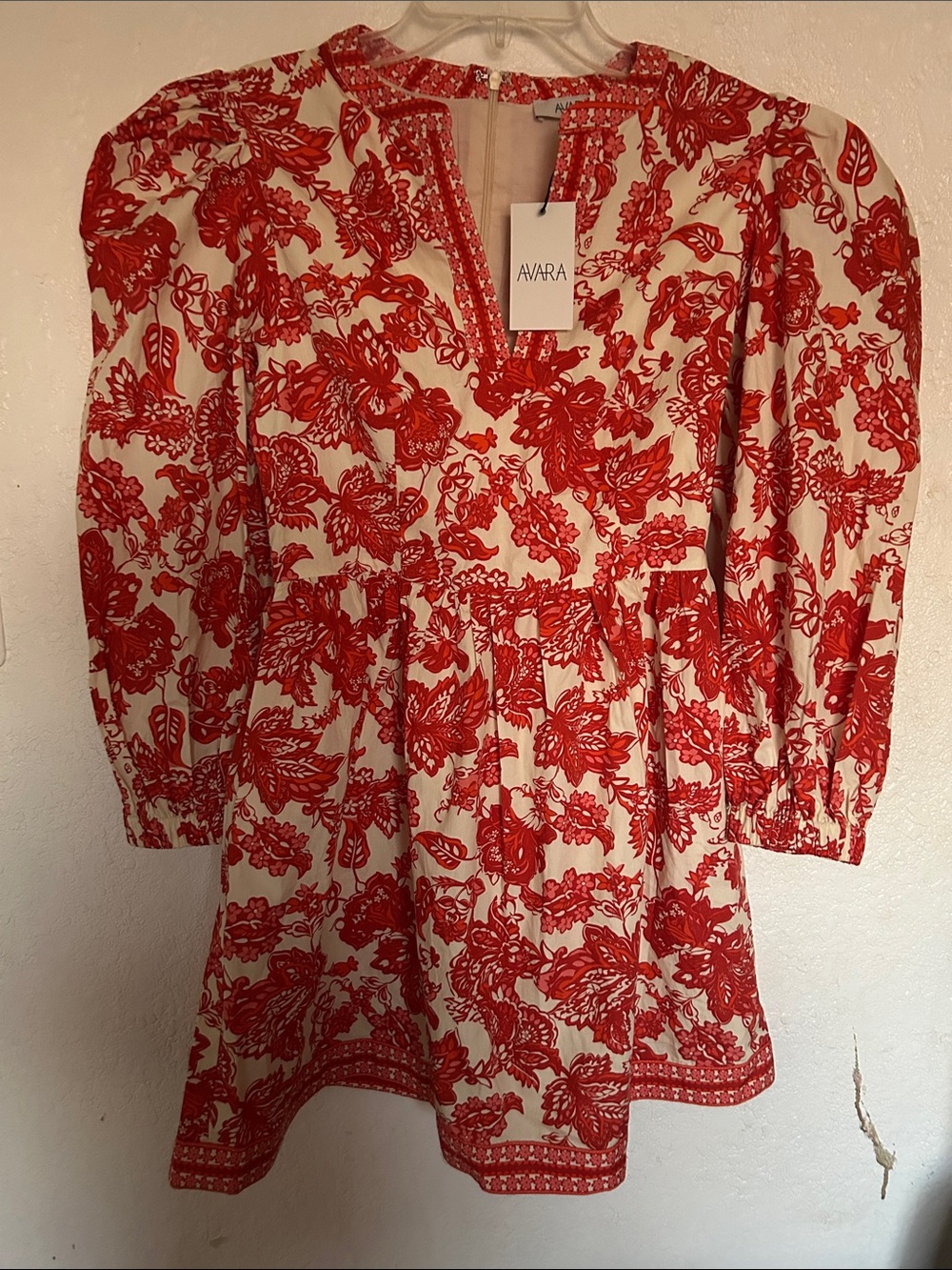 Avara Red Floral Long Sleeve MiniDress - Picture 3 of 5
